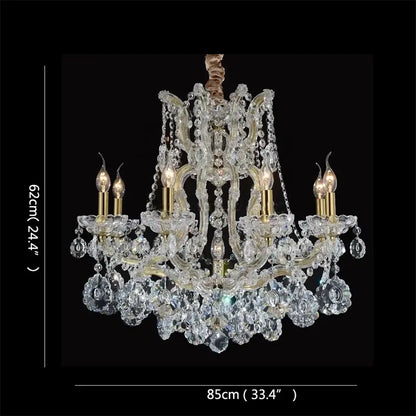 Elegant gold crystal candle chandelier for villa hall