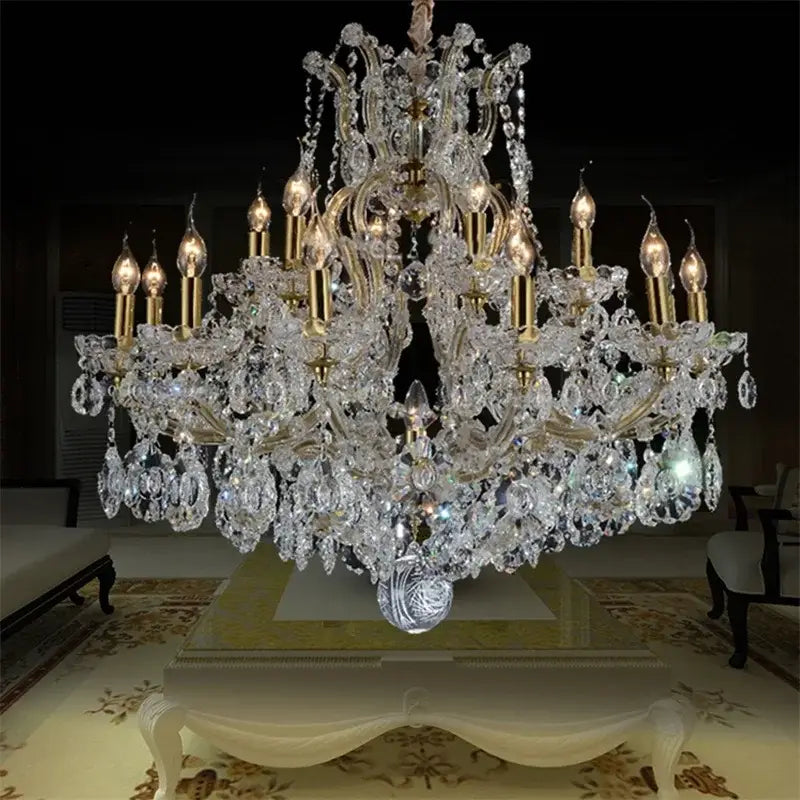 Elegant gold crystal candle chandelier for villa hall