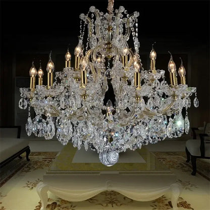 Elegant gold crystal candle chandelier for villa hall