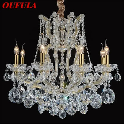 Elegant gold crystal candle chandelier for villa hall
