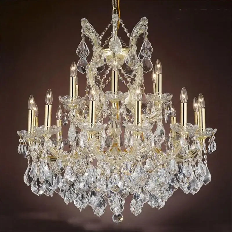 Elegant gold crystal candle chandelier for villa hall
