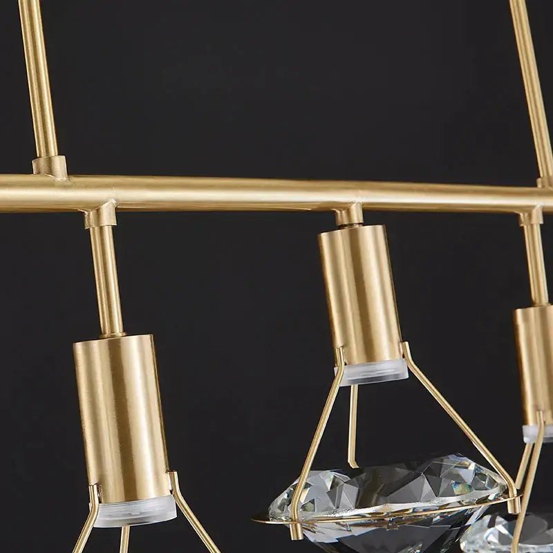 Elegant gold diamond crystal pendant light for dining room