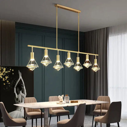 Elegant gold diamond crystal pendant light for dining room