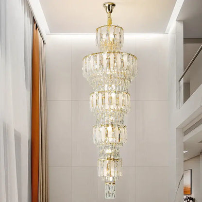 Elegant gold duplex villa crystal light chandelier for spiral staircase