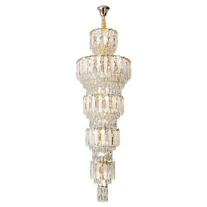 Elegant gold duplex villa crystal light chandelier for spiral staircase