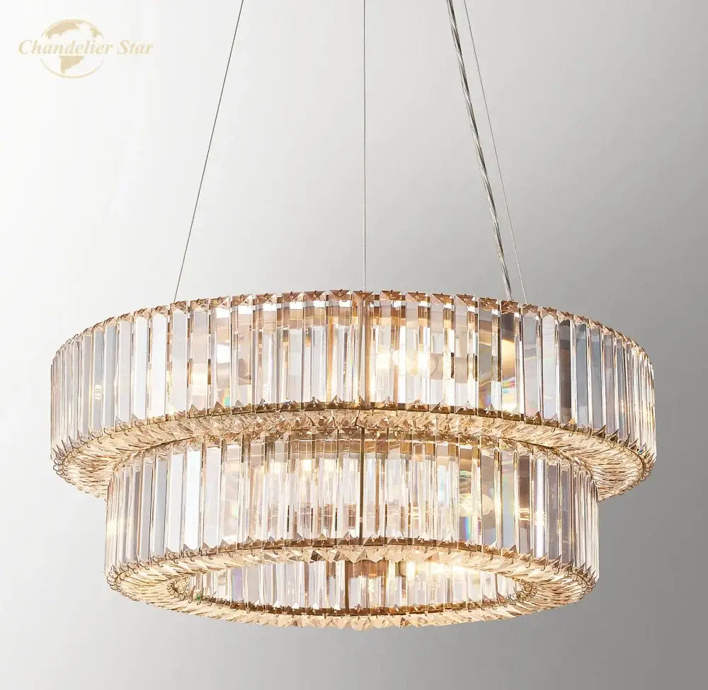 Elegant gold elliana crystal chandelier dining room pendant light