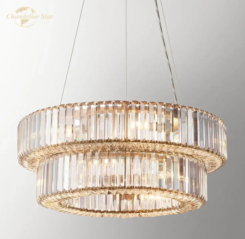 Elegant gold elliana crystal chandelier dining room pendant light