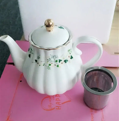 Elegant gold flower porcelain cup and saucer set dining room decor