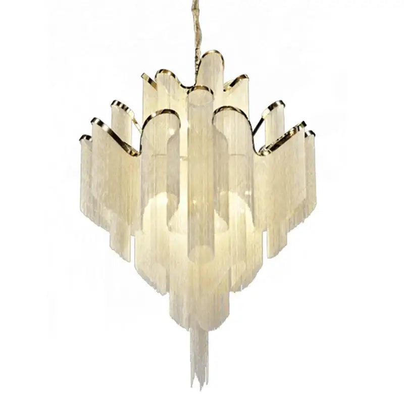 Elegant gold glass fringed chandelier for dining room