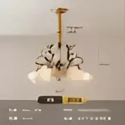 Elegant gold glass flower chandelier lobby crystal light