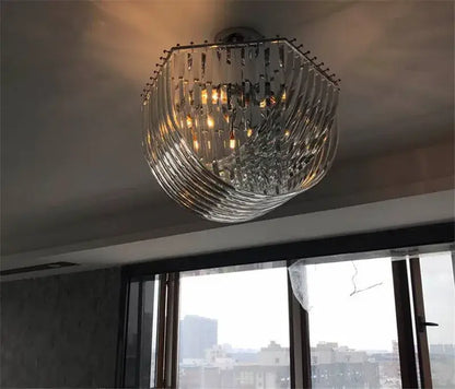 Elegant gold glass tube pendant chandelier dining room light