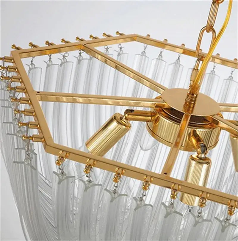Elegant gold glass tube pendant chandelier dining room light