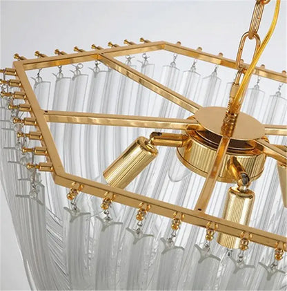 Elegant gold glass tube pendant chandelier dining room light