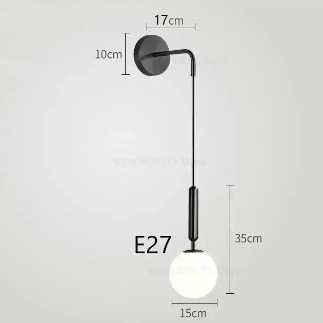 Elegant gold glass wall lamp for living room with frosted globe shade