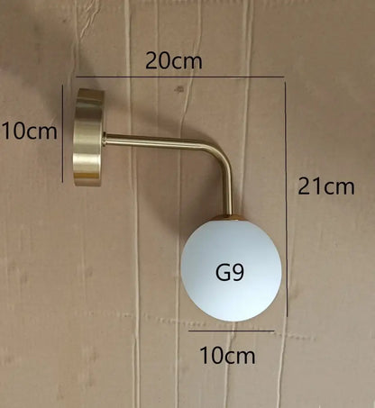 Elegant gold glass wall lamp for living room with frosted globe shade
