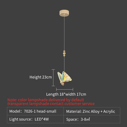 Elegant gold iridescent butterfly stairs bar pendant light bedroom