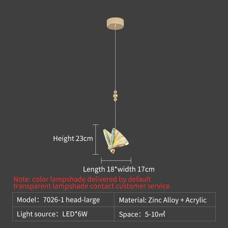 Elegant gold iridescent butterfly stairs bar pendant light bedroom