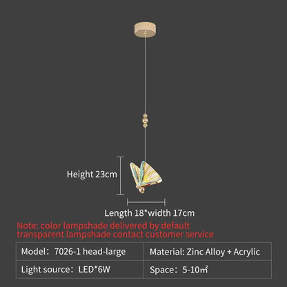 Elegant gold iridescent butterfly stairs bar pendant light bedroom