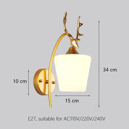 Elegant gold iron wall lamp with frosted glass shade for bedroom