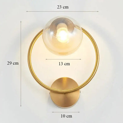 Elegant gold iron wall lamp with frosted glass shade for bedroom