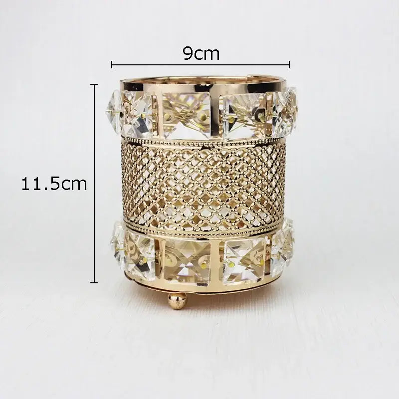Elegant gold lattice hollow glass jar bedroom makeup brush holder