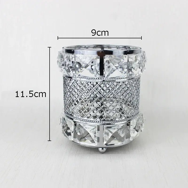 Elegant gold lattice hollow glass jar bedroom makeup brush holder