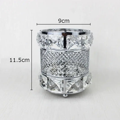 Elegant gold lattice hollow glass jar bedroom makeup brush holder
