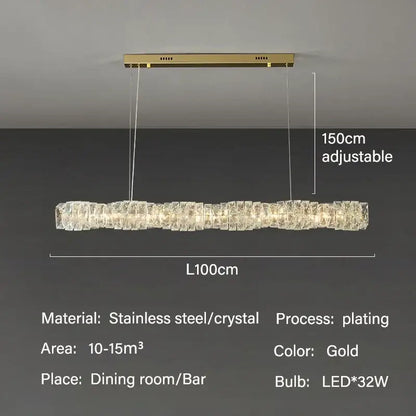 Elegant gold led crystal chandelier dining room rectangular light