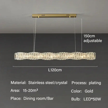 Elegant gold led crystal chandelier dining room rectangular light