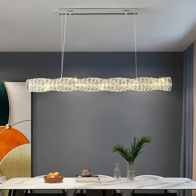 Elegant gold led crystal chandelier dining room rectangular light