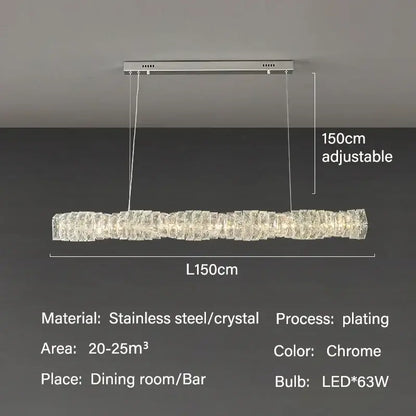 Elegant gold led crystal chandelier dining room rectangular light