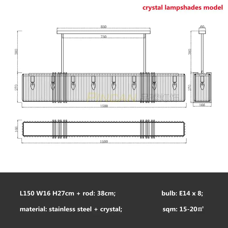 Elegant gold lustre crystal pendant light dining room chandelier
