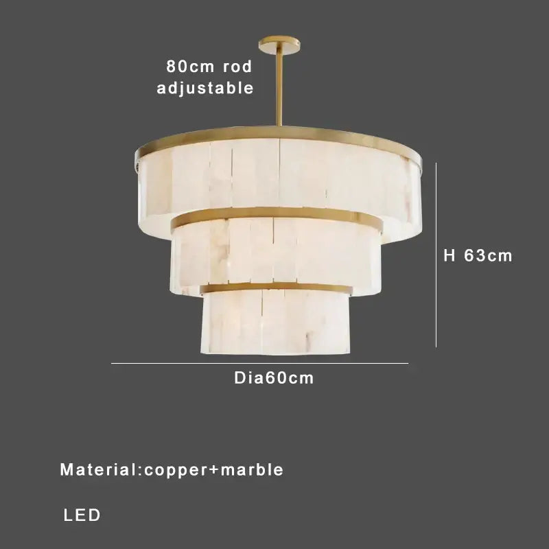 Elegant gold marble tiered pendant light for dining room