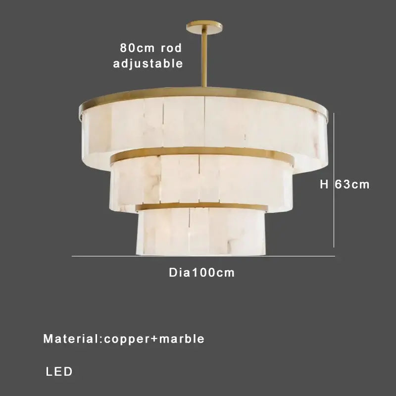 Elegant gold marble tiered pendant light for dining room