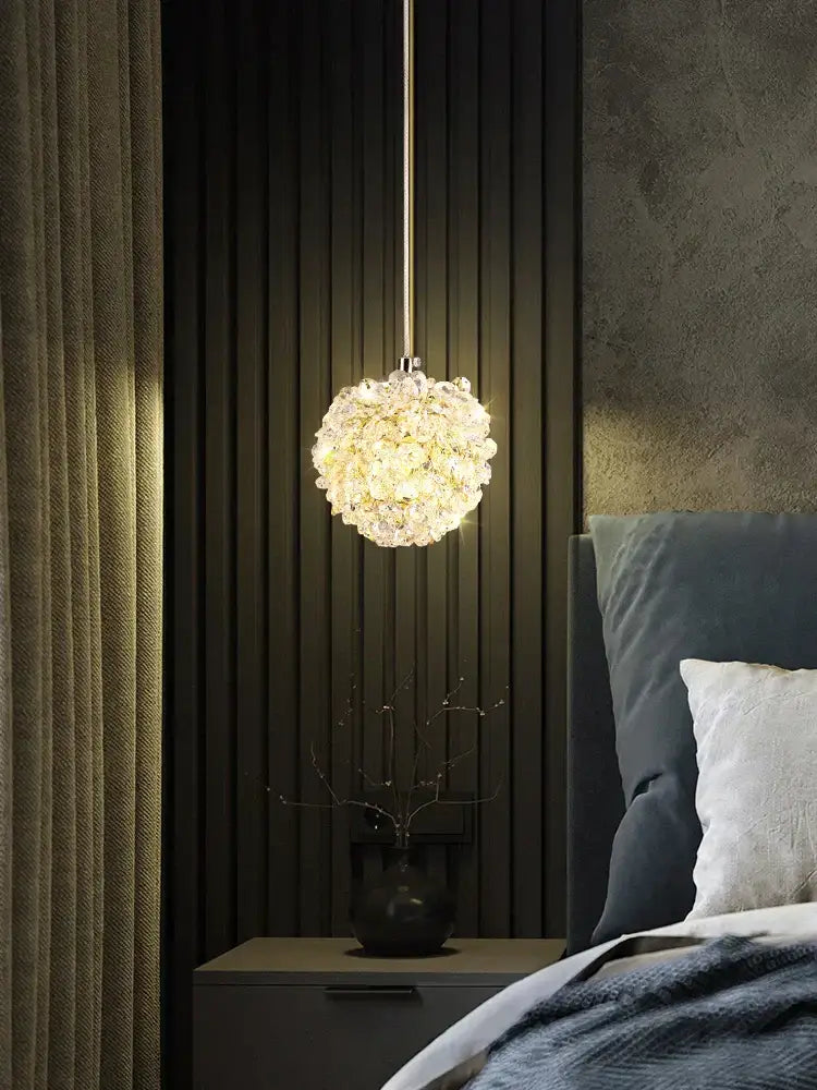 Elegant gold metal crystal pendant light for dining room