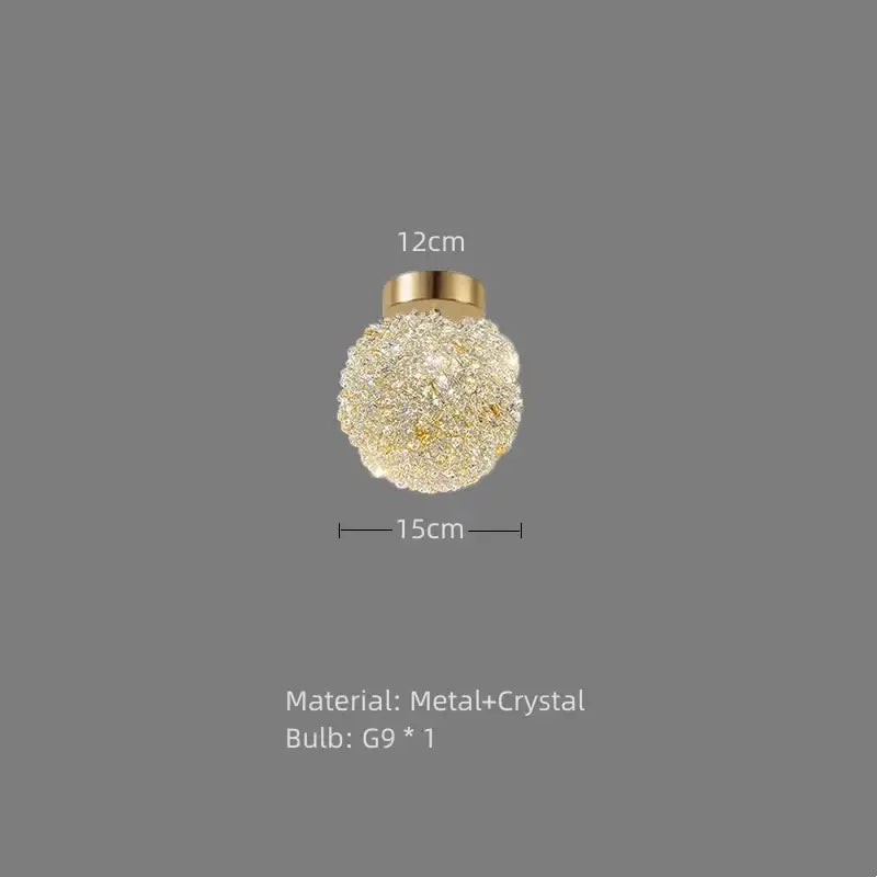 Elegant gold metal crystal pendant light for dining room