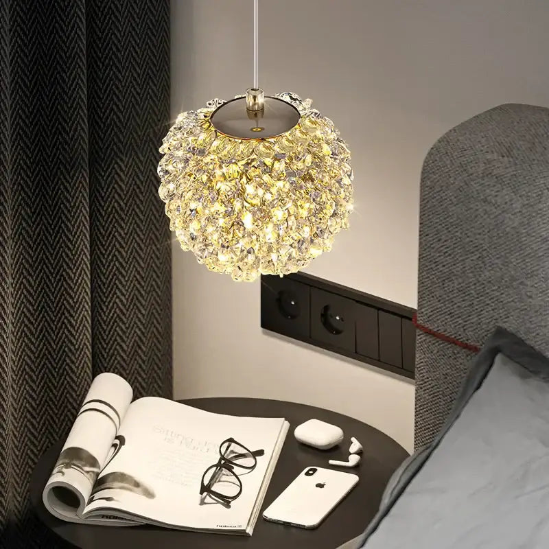 Elegant gold metal crystal pendant light for dining room