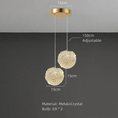 Elegant gold metal crystal pendant light for dining room