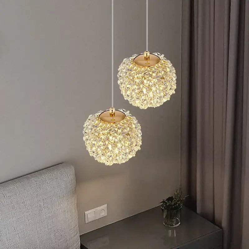 Elegant gold metal crystal pendant light for dining room