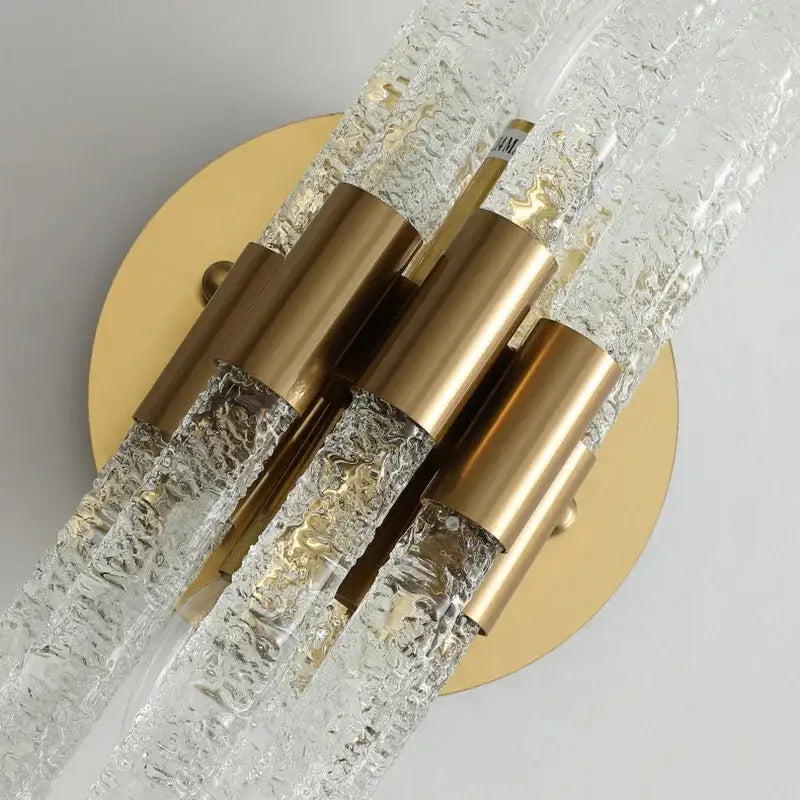 Elegant gold metal textured glass wall sconce bedroom lamp