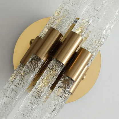 Elegant gold metal textured glass wall sconce bedroom lamp