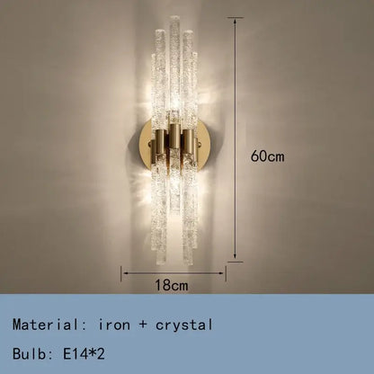 Elegant gold metal textured glass wall sconce bedroom lamp