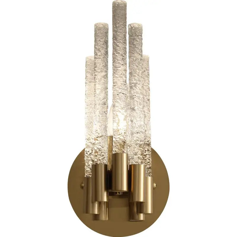Elegant gold metal textured glass wall sconce bedroom lamp