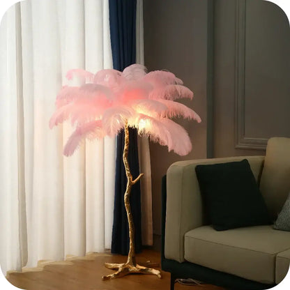 Elegant gold ostrich feather floor lamp bedroom tree light