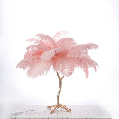 Elegant gold ostrich feather floor lamp bedroom tree light