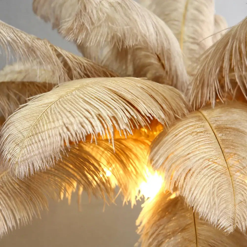 Elegant gold ostrich feather floor lamp bedroom tree light