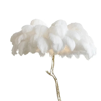 Elegant gold ostrich feather floor lamp bedroom tree light