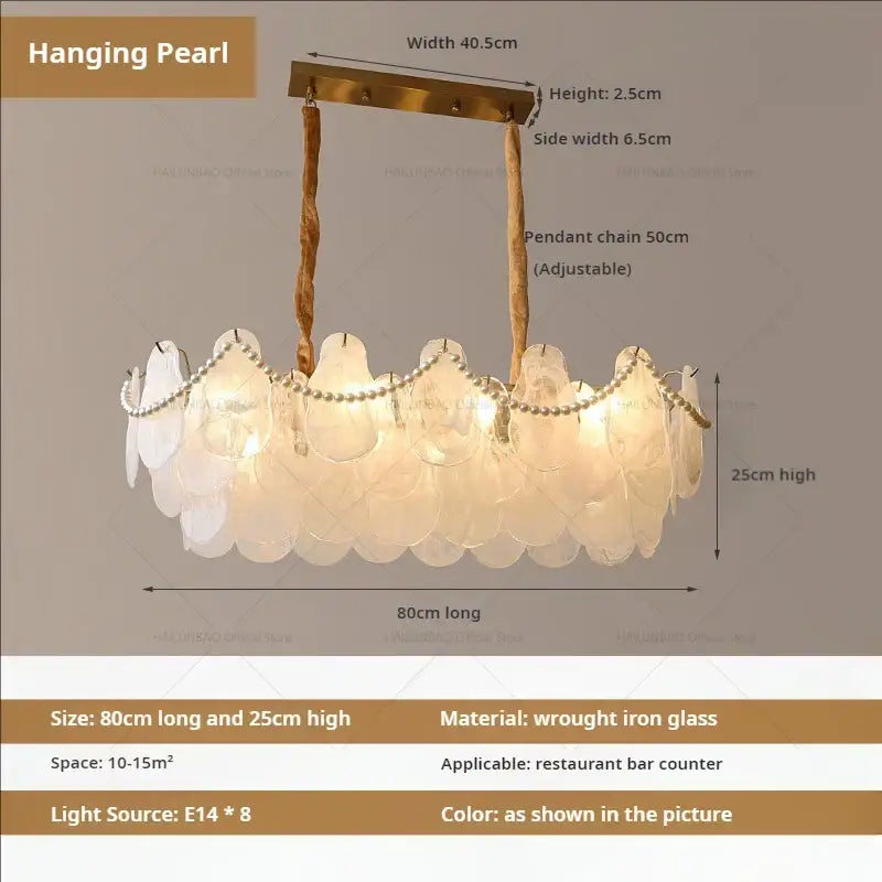 Elegant gold pearl shell chandelier garden light for dining room