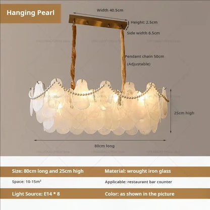 Elegant gold pearl shell chandelier garden light for dining room