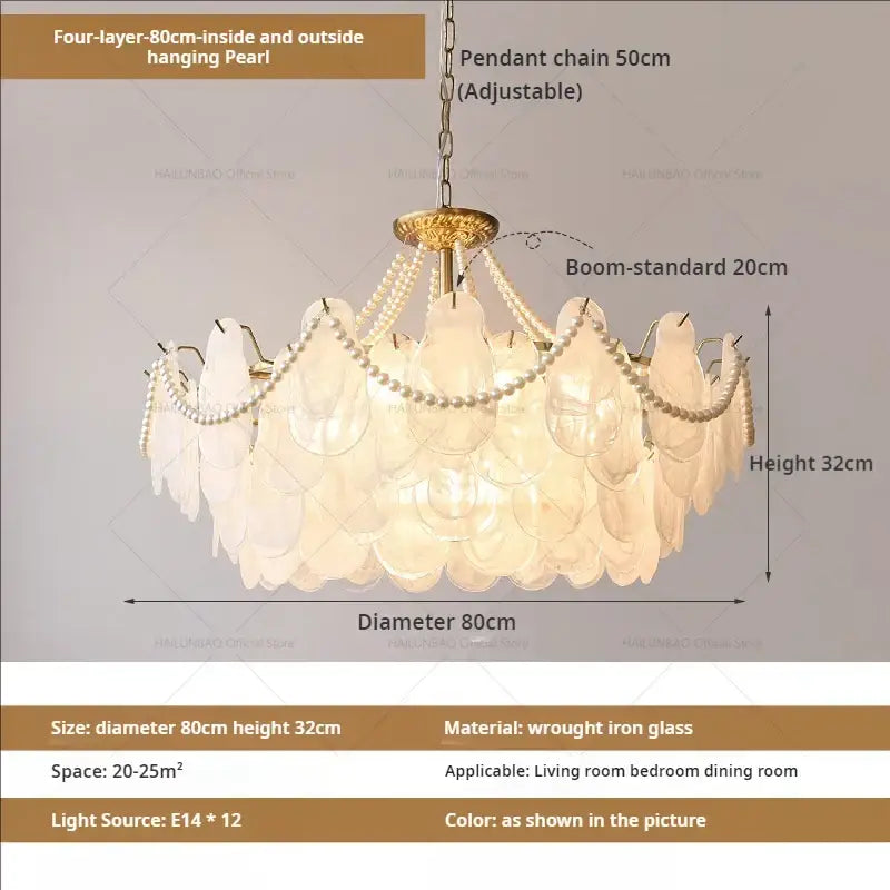 Elegant gold pearl shell chandelier garden light for dining room